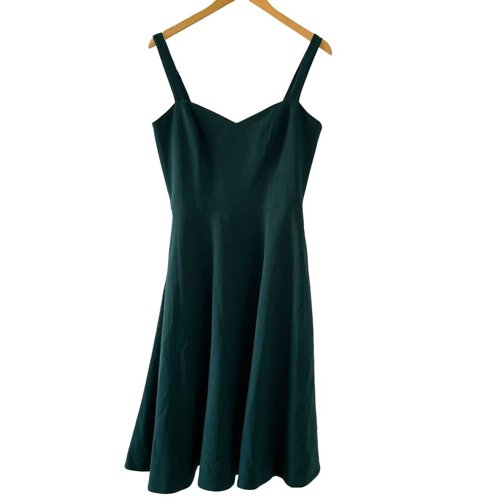 Dress The Population Alina Dress Medium Green Pine Fit Flare Pockets Party Event